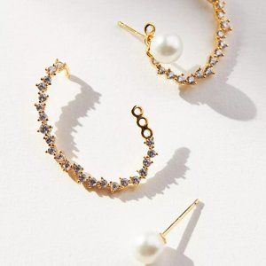 Anthropologie Pearl-Embellished Sparkle Cuff Earrings